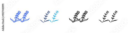 Lavender Flower Multiple Style Icon Set Vector 