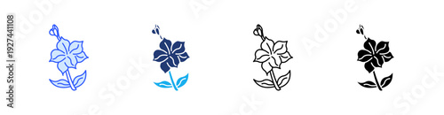 Gladiolus Multiple Style Icon Set Vector 