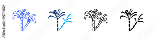 Sugarcane Multiple Style Icon Set Vector 