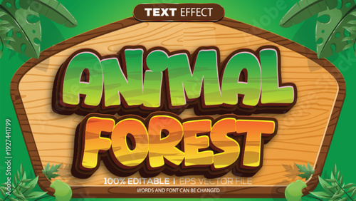 3d text effect animal forest theme