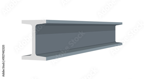 Steel I-Beam Structural Girder Element - Industrial Construction Metal Profile 3D Render on White Background