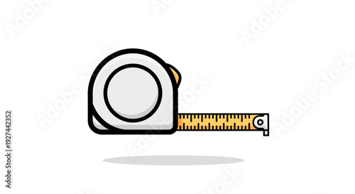 Measuring Tape Tool Icon - Flat Design Illustration for Construction & DIY Projects