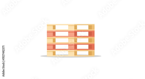 Stack of Wooden Pallets Flat Design Icon. Logistics, Shipping, and Warehouse Industry Vector Illustration Isolated on White.