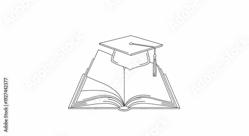 Graduation Cap on Open Book.