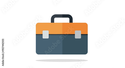 Modern Flat Design Briefcase and Toolbox Icon - Professional Work, Business, Service, and Tool Kit Concept