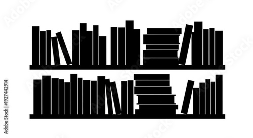 Bookshelf with many books.