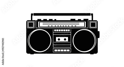 Vintage Boombox Cassette Player Illustration.