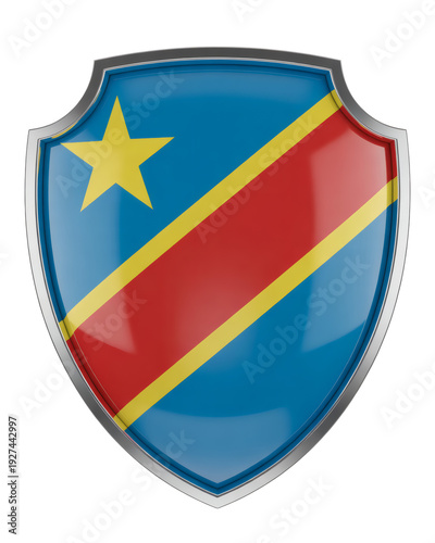 Free Download Patriotic shield emblem displaying the national flag of the Democratic Republic of Congo, a proud symbol of heritage - GFXLoad
