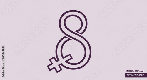 International women's day symbol on purple background for equality and empowerment