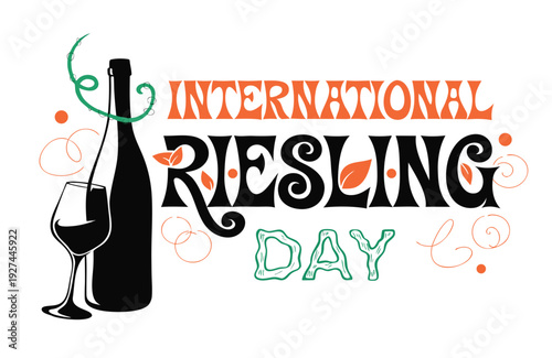International Riesling Day Minimal Vector Illustration on White Background