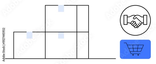 E-commerce concept. E-commerce logistics combines efficient order management, seamless delivery, and trust through partnerships. E-commerce drives digital shopping, logistics, retail, and global