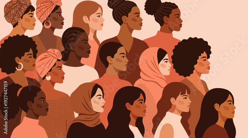 Diverse Global Women's Community Illustration: Unity, Empowerment & Equality in Sisterhood