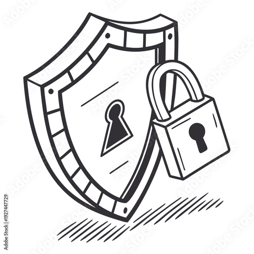 A shield and padlock for security and protection