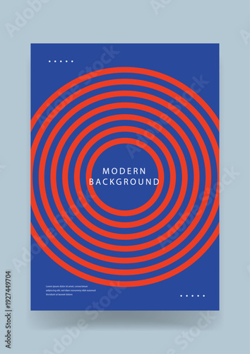 Bold blue and orange geometric background featuring concentric rings expanding from the center suitable for target marketing concepts or retro modern posters