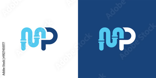 Modern Letter M P Plumbing Logo Template for Water and Pipe Service Branding