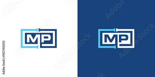 Modern Letter M P Plumbing Logo Template for Water and Pipe Service Branding