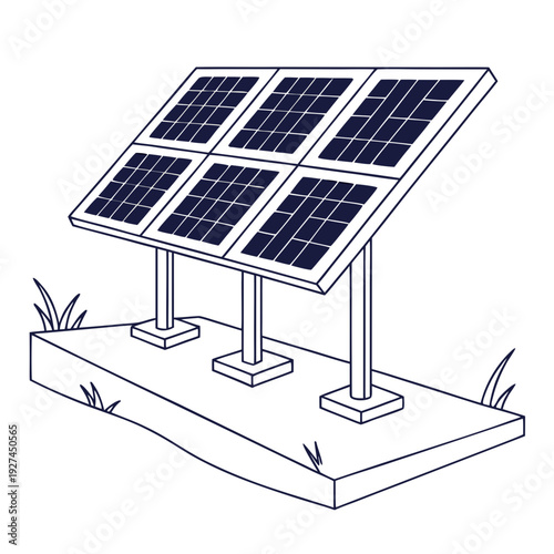 Fotografie Solar panel installation on a concrete base