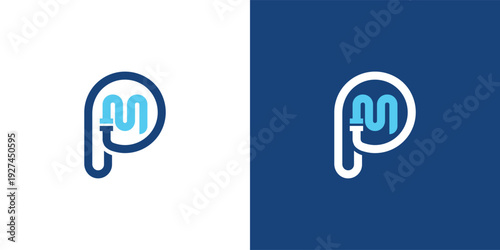 Modern Letter M P Plumbing Logo Template for Water and Pipe Service Branding