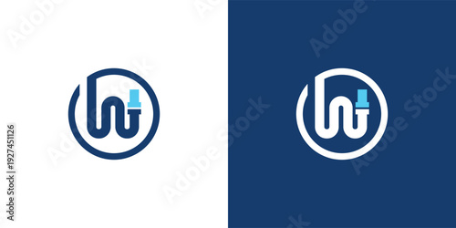 Modern Letter W Plumbing Logo Template for Water and Pipe Service Branding
