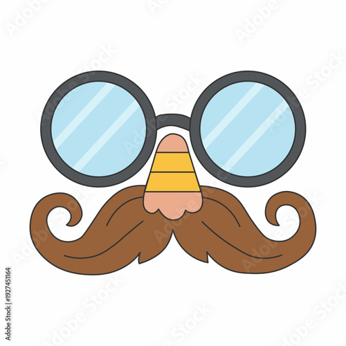 Classic Disguise Mask with Round Glasses Large Brown Mustache and Fake Nose
