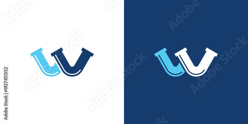 Modern Letter W Plumbing Logo Template for Water and Pipe Service Branding