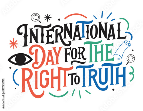 International Day for the Right to Truth Minimal Vector Illustration on White Background