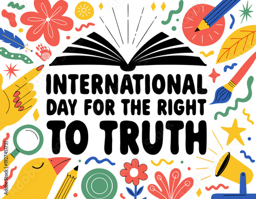 International Day for the Right to Truth Minimal Vector Illustration on White Background
