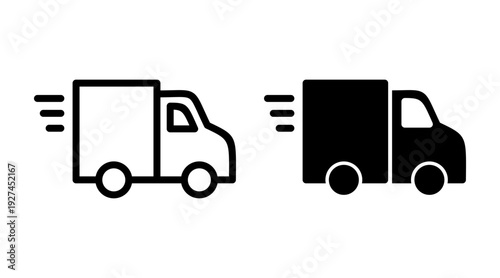 Delivery truck icon set vector. Delivery truck sign and symbol. Shipping fast delivery icon