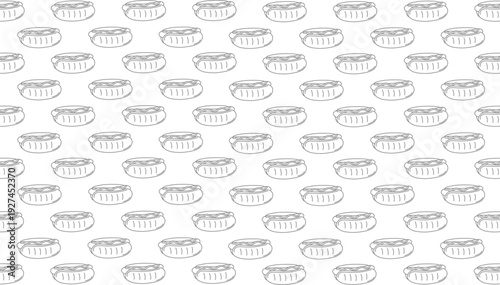Hotdog Pattern Design. Seamless Street Food Motif. Hand Drawn Vector. Fast Food Background.