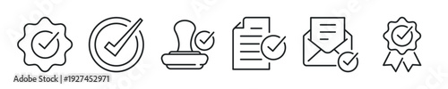 Checkmark thin line icon set. Web minimal icons
