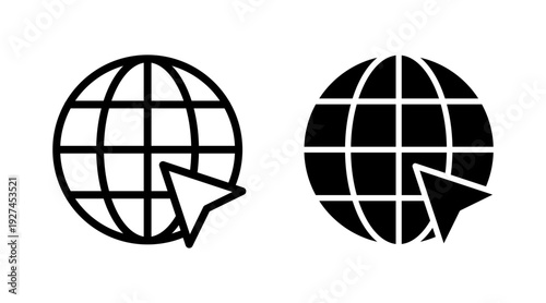 Web icon set vector. go to web sign and symbol. web click icon. Global search icon