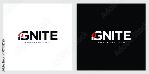  IGNITE Wordmark Typography with Negative Space Matchstick Concept – Creative Spark Branding for Innovation