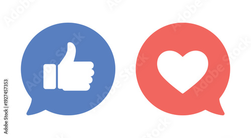 Speech Bubble with Like and Love Icon Vector Flat Social Media Symbol