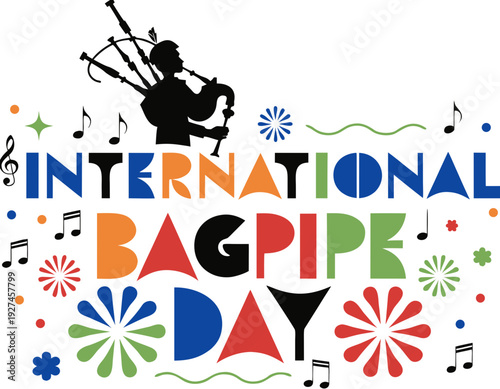 International Bagpipe Day Vector Illustration with Bagpipe Instrument on White Background