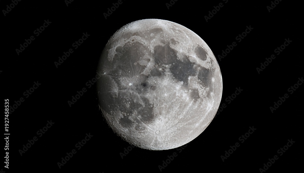 Fototapeta premium Full Moon Isolated On Black Background Image In High Resolution Bright Lunar Satelite