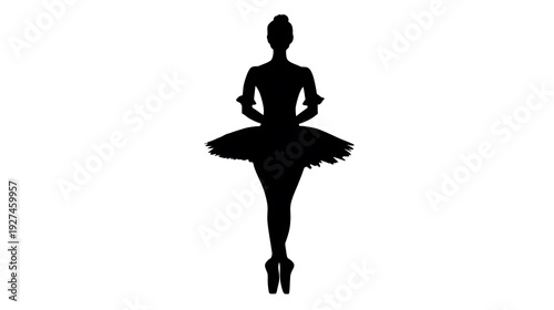 An elegant silhouette of a ballerina in a tutu, poised in a graceful dance pose