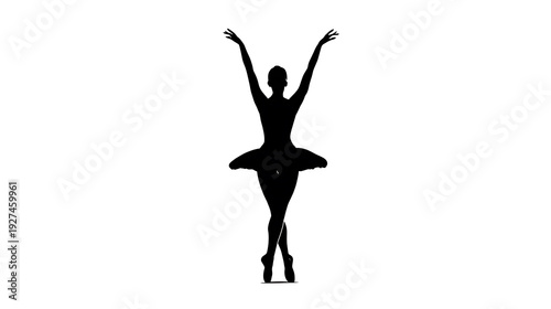 A Silhouette of a graceful ballet dancer in mid-performance, dancing elegantly 
