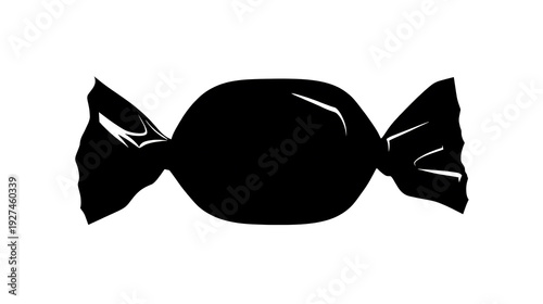A simple silhouette of a wrapped candy. This image captures the essence of a sweet treat, perfect for designs that evoke joy