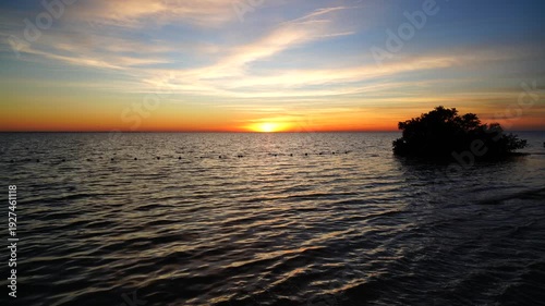 The sun set landscape of gulf of America and Port Richey in Florida