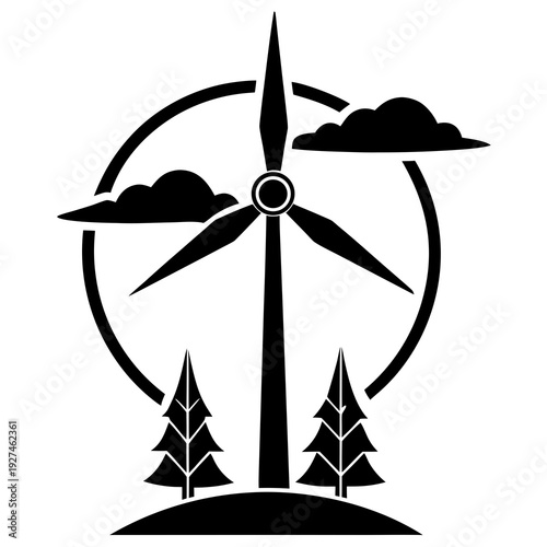 AI generated wind turbine illustration symbolizing clean renewable energy, sustainability, and modern green power technology.