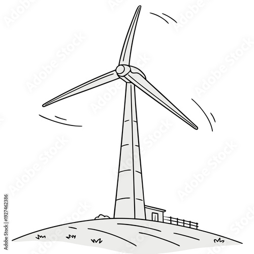 AI generated wind turbine illustration symbolizing clean renewable energy, sustainability, and modern green power technology.