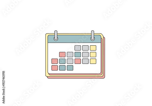 Blank Calendar Page With Colored Blocks Representing Busy Days And Free Time For Planning Tasks