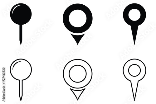 Flat icon set of location and map pins. eps 10