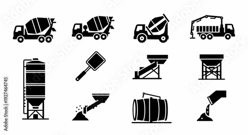 Set of Construction and Industrial Icons Flat Vector Illustrations