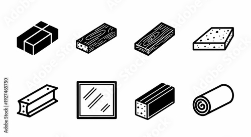 Collection of Construction Materials and Building Elements Icons