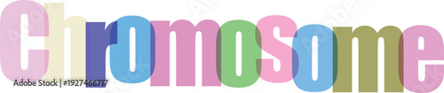 Chromosome word art with pastel colored letters on a transparent background biology genetics concept
