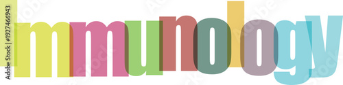 Immunology word art with colorful letters and transparent background educational science concept