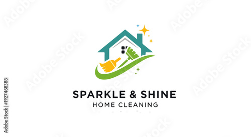 Cleaning Service Logo Vector with Sweep and Spray Bottle and Brush – Professional Janitorial Company Branding