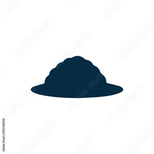 Minimalist Dark Blue Silhouette Icon of a Vintage Military Helmet