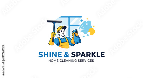 Cleaning Service Logo Vector with Wipe and Spray Bottle – Professional Janitorial Company Branding